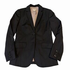 J Crew Wool Blend Blazer Jacket Petite 00P Black Classic Career Academia Capsule
